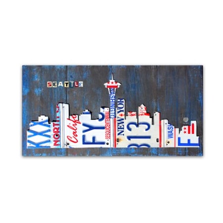 Design Turnpike 'Seattle Skyline License Plate' Canvas Art,16x32